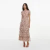 Pink Sequin Embellished Tiered Midi Dress Pink Sequin Embellished Tiered Midi Dress