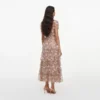 Pink Sequin Embellished Tiered Midi Dress Pink Sequin Embellished Tiered Midi Dress