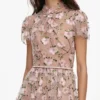 Pink Sequin Embellished Tiered Midi Dress Pink Sequin Embellished Tiered Midi Dress