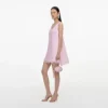 Pink Sequin Lace Cape Mini Dress