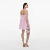 Pink Sequin Lace Cape Mini Dress