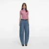 Pink Short Sleeve Viscose Knit Top