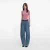 Pink Short Sleeve Viscose Knit Top