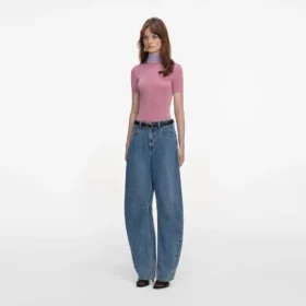 Pink Short Sleeve Viscose Knit Top