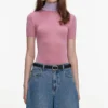 Pink Short Sleeve Viscose Knit Top