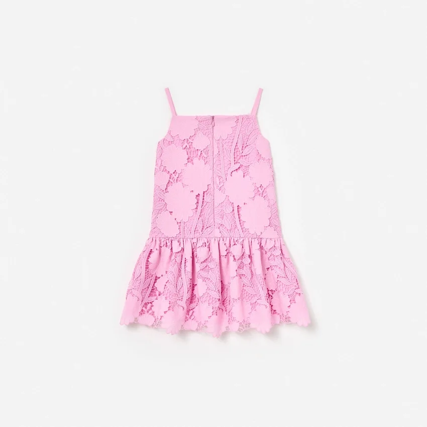 Pink Sleeveless Flower Lace Dress Pink Sleeveless Flower Lace Dress