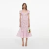 Pink Spiral Lace Midi Dress
