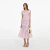 Pink Spiral Lace Midi Dress