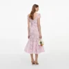 Pink Spiral Lace Midi Dress