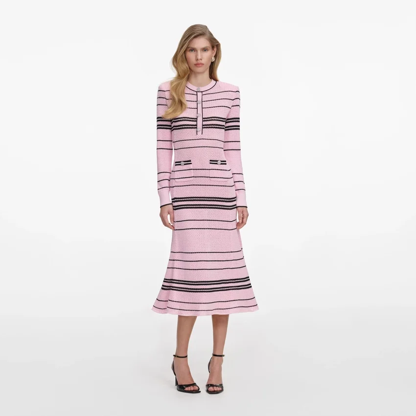 Pink Stripe Knit Midi Dress Pink Stripe Knit Midi Dress