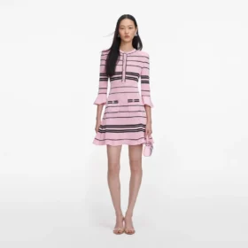 Pink Stripe Knit Mini Dress