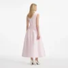 Pink Taffeta Belted Midi Dress