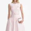 Pink Taffeta Belted Midi Dress