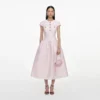 Pink Taffeta Buttoned Midi Dress Pink Taffeta Buttoned Midi Dress