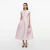 Pink Taffeta Buttoned Midi Dress Pink Taffeta Buttoned Midi Dress
