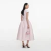 Pink Taffeta Buttoned Midi Dress Pink Taffeta Buttoned Midi Dress