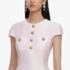 Pink Taffeta Buttoned Midi Dress Pink Taffeta Buttoned Midi Dress