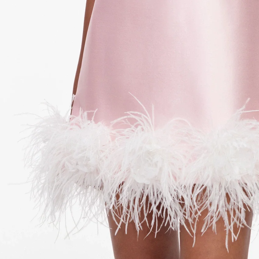 Pink Taffeta Feather Mini Dress Pink Taffeta Feather Mini Dress