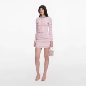 Pink Textured Knit Mini Skirt