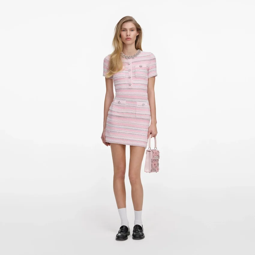 Pink Textured Knit Mini Dress Pink Textured Knit Mini Dress