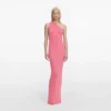 Pink Viscose Knit One Shoulder Maxi Dress Pink Viscose Knit One Shoulder Maxi Dress
