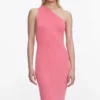 Pink Viscose Knit One Shoulder Maxi Dress Pink Viscose Knit One Shoulder Maxi Dress