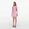 Pink Viscose Knit Tie Mini Dress