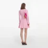 Pink Viscose Knit Tie Mini Dress