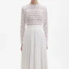 Pleated Crochet Floral Maxi Dress