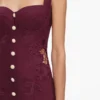 Plum Linen Blend Lace Insert Midi Dress