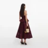 Plum Linen Blend Peplum Midi Dress Plum Linen Blend Peplum Midi Dress