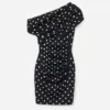 Polka Dot Draped Knit Mini Dress