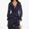 Polka Dot Georgette Ruffle Maxi Dress