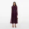 Purple Lace Tie Neck Midi Dress