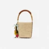 Raffia Charm Bucket Bag