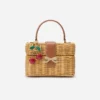 Rattan Cherry Charm Mini Basket Bag