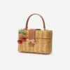 Rattan Cherry Charm Mini Basket Bag