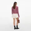Red Check Frayed Knit Jacket