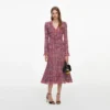 Red Check Frayed Knit Midi Dress Red Check Frayed Knit Midi Dress