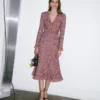 Red Check Frayed Knit Midi Dress Red Check Frayed Knit Midi Dress