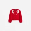 Red Flower Trim Cardigan
