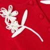 Red Flower Trim Dress