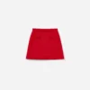 Red Flower Trim Knit Skirt