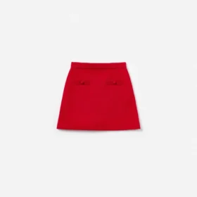 Red Flower Trim Knit Skirt