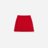 Red Flower Trim Knit Skirt