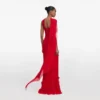 Red Georgette Flower Maxi Dress