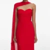 Red Georgette Flower Maxi Dress