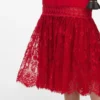 Red Linen Blend Lace Midi Dress