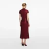 Red Rhinestone Drape Midi Dress
