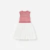 Red Striped Crochet Floaty Dress